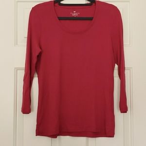 Talbots garnet red 3/4 sleeve top size M